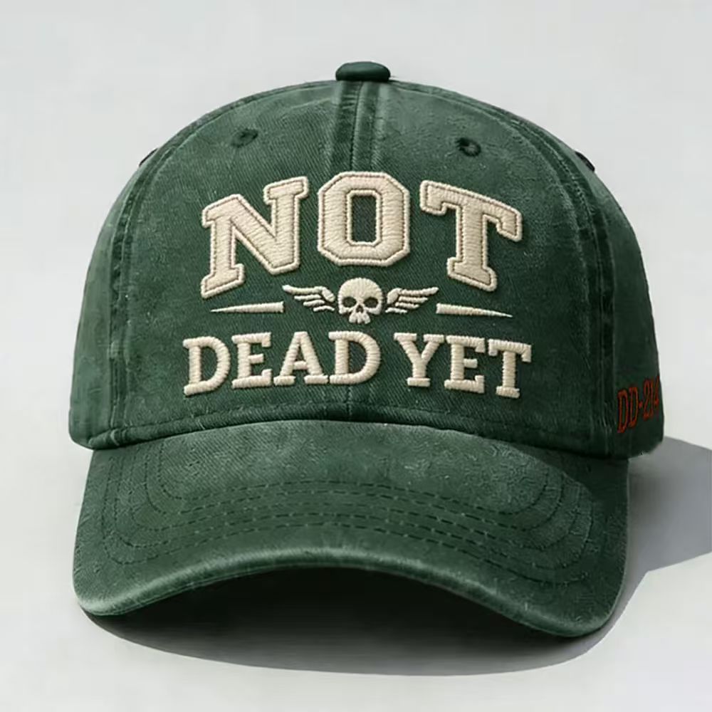 NOT DE*D YET Veteran Dad Hat – DD214 Military Style Adjustable Cap