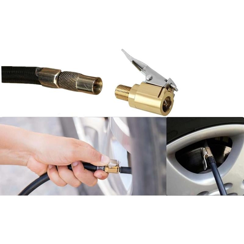 Tire Air Chuck with Clip Adapter, No Leakage Tire Chucks for Vehicle Inflator Compressor Pump Connect Accessories Tool