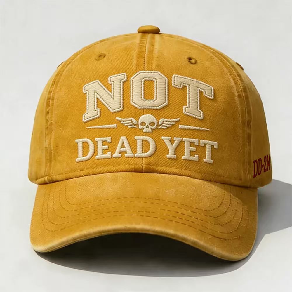 NOT DE*D YET Veteran Dad Hat – DD214 Military Style Adjustable Cap