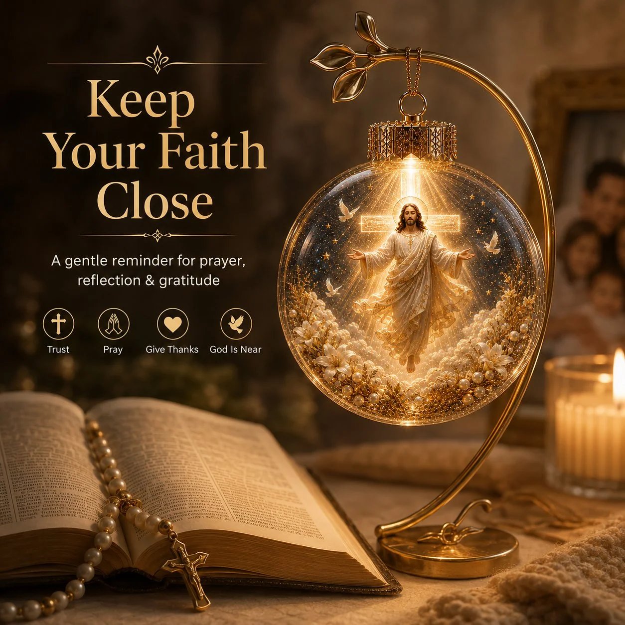 🔥🎁⏳ Last Day 50% OFF – ✝️ Illuminated 3D Christian Faith Ornament Collection | Clear Globe with Sacred Figures, Warm Golden Glow & 8 Meaningful Designs ✨