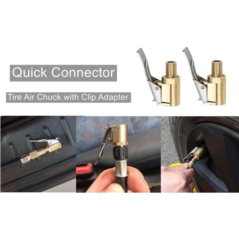 Tire Air Chuck with Clip Adapter, No Leakage Tire Chucks for Vehicle Inflator Compressor Pump Connect Accessories Tool