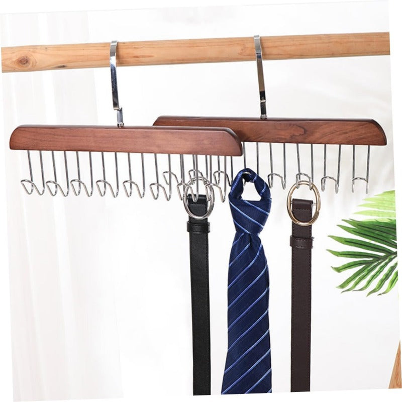 HangTidy Solid Wood & Steel Multi-Hook Closet Hanger