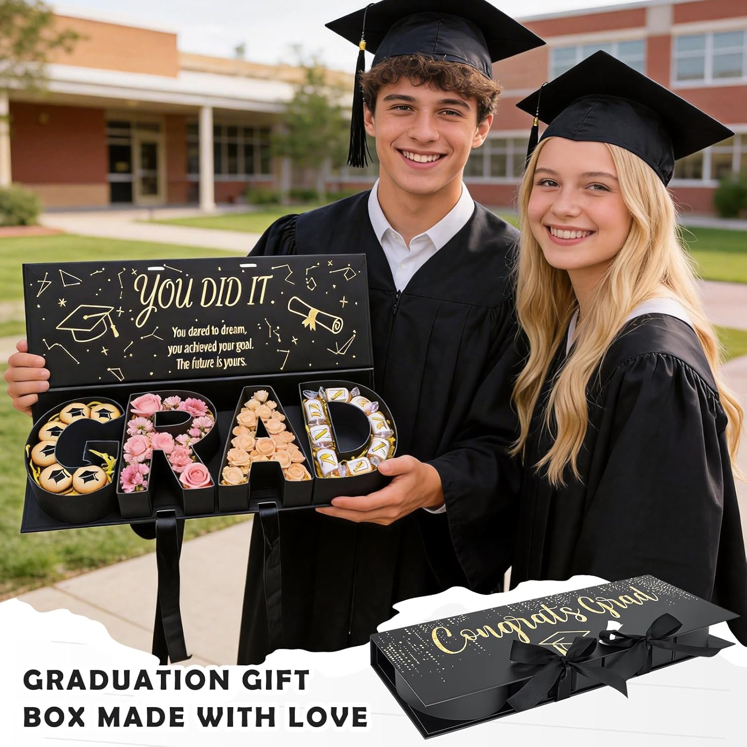 Hot Sale Promotion 49% OFF, DIY Graduation Empty Gift Box with Ribbon, Large Box for Flowers, Candy & Party Favors
