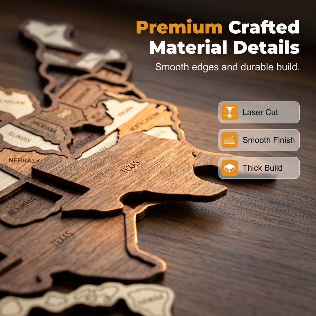 Wooden USA Travel Map Puzzle-A Stylish Way to Track Your Journey & Memories