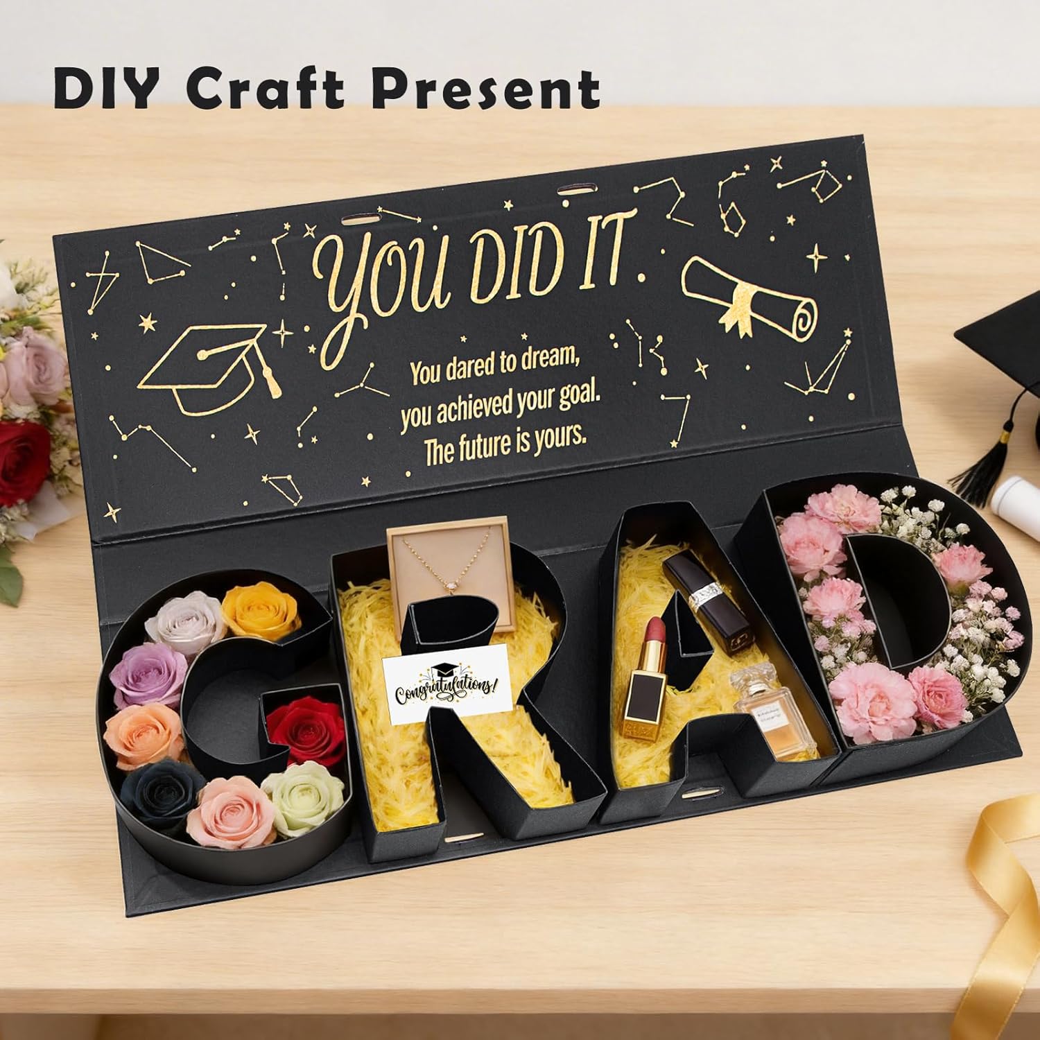 Hot Sale Promotion 49% OFF, DIY Graduation Empty Gift Box with Ribbon, Large Box for Flowers, Candy & Party Favors