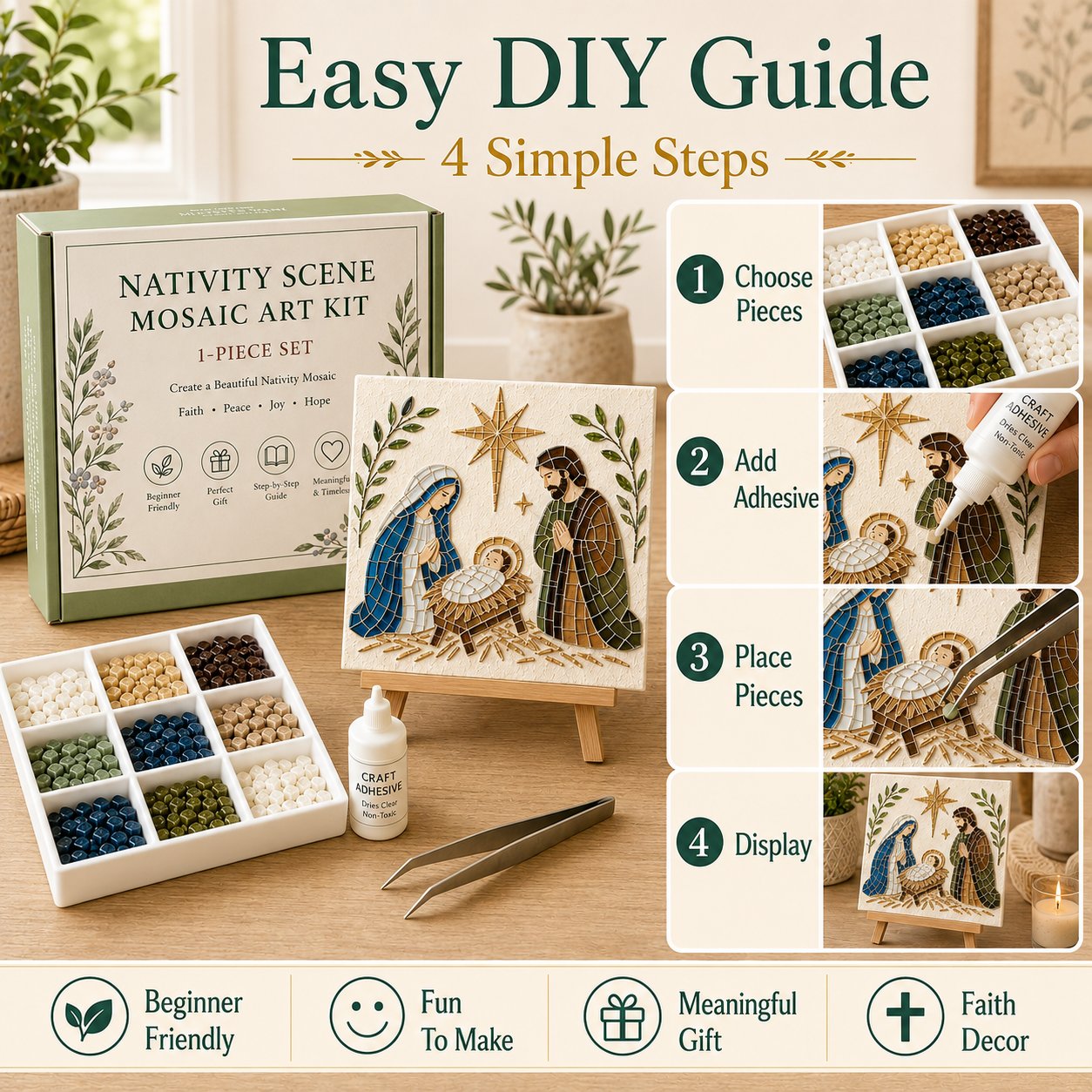 💥 LAST DAY 50% OFF - Nativity Sea Glass Art Kit – Beginner-Friendly ✨