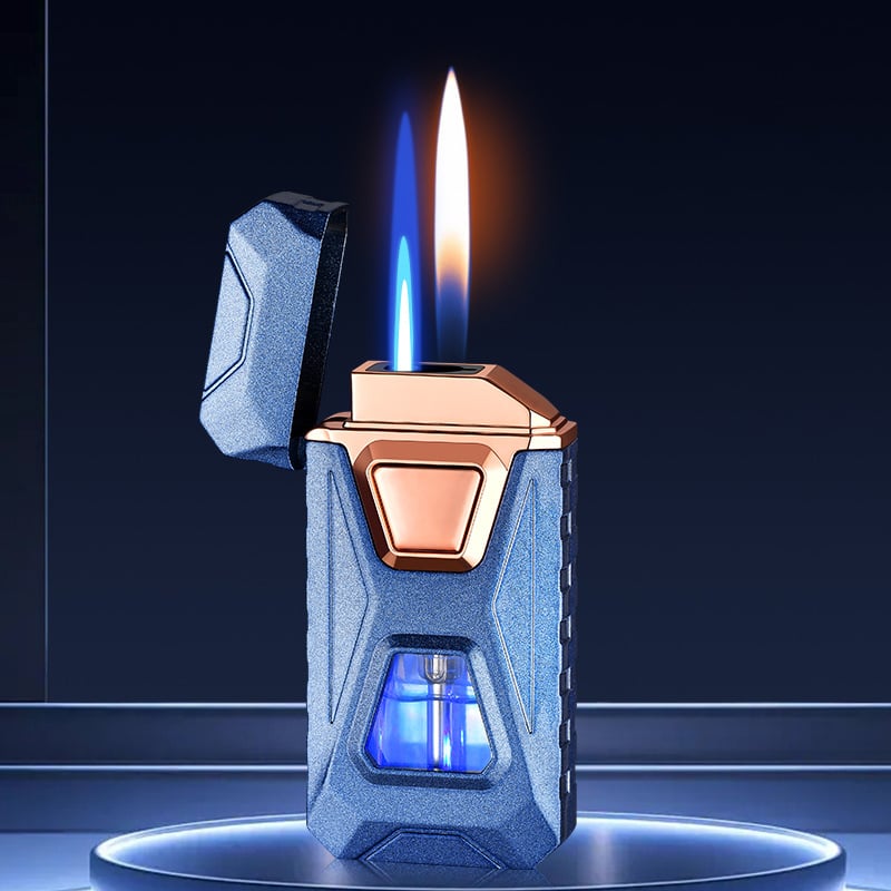 Voice-Activated Dual Flame Lighter (Butane Not Included) | USB Rechargeable Windproof Refillable with Visible Window