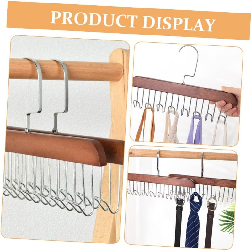 HangTidy Solid Wood & Steel Multi-Hook Closet Hanger