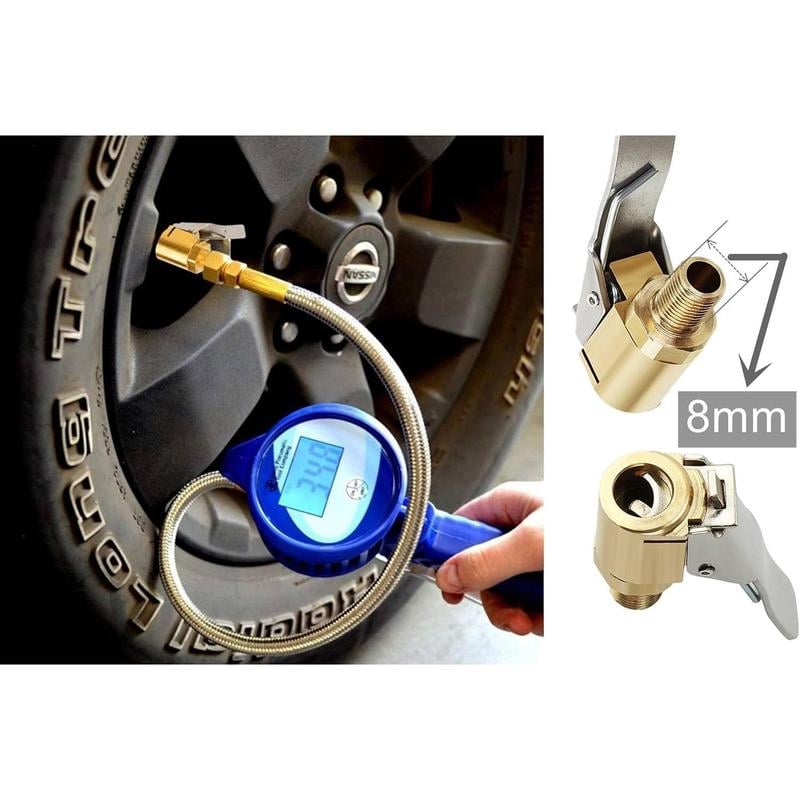 Tire Air Chuck with Clip Adapter, No Leakage Tire Chucks for Vehicle Inflator Compressor Pump Connect Accessories Tool