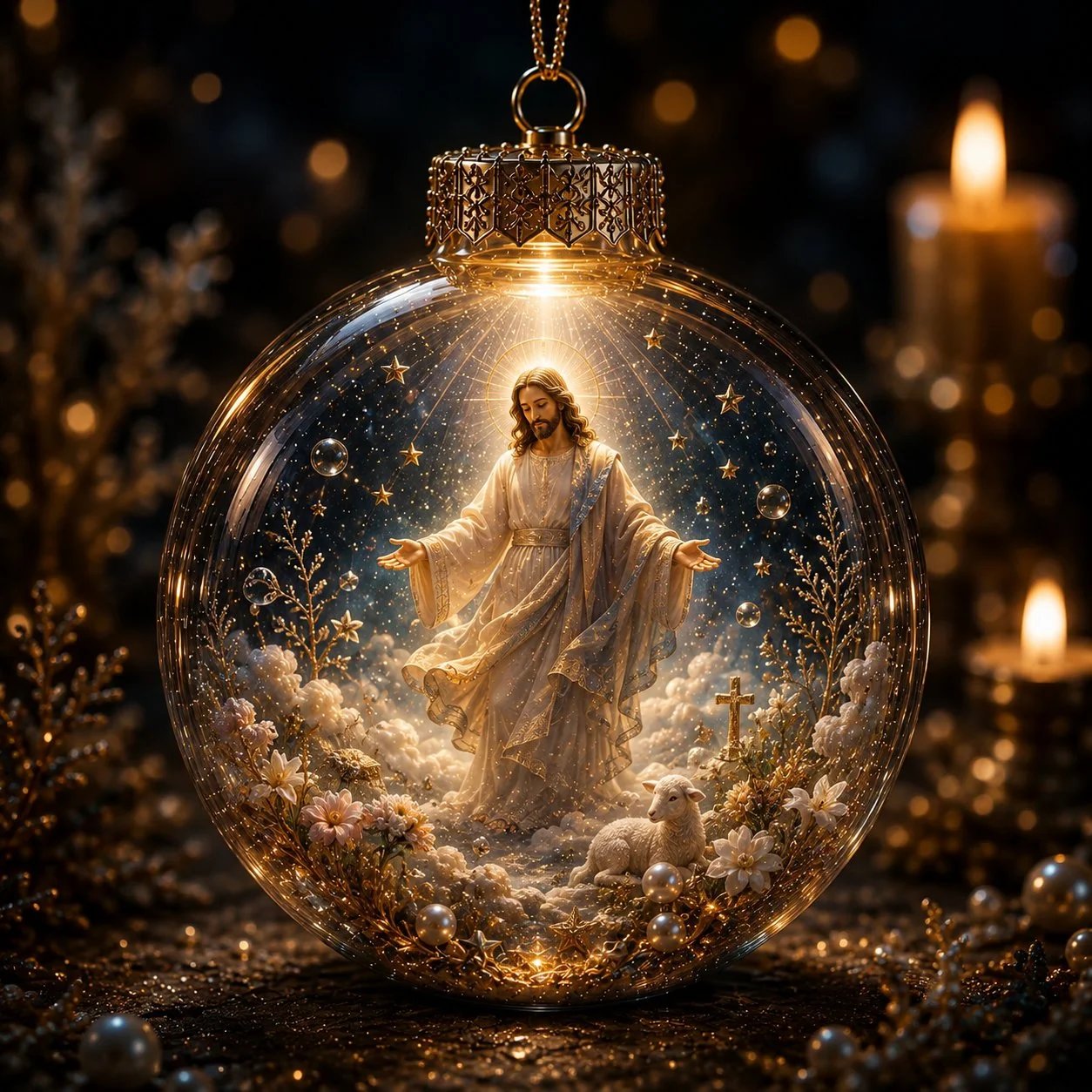 🔥🎁⏳ Last Day 50% OFF – ✝️ Illuminated 3D Christian Faith Ornament Collection | Clear Globe with Sacred Figures, Warm Golden Glow & 8 Meaningful Designs ✨
