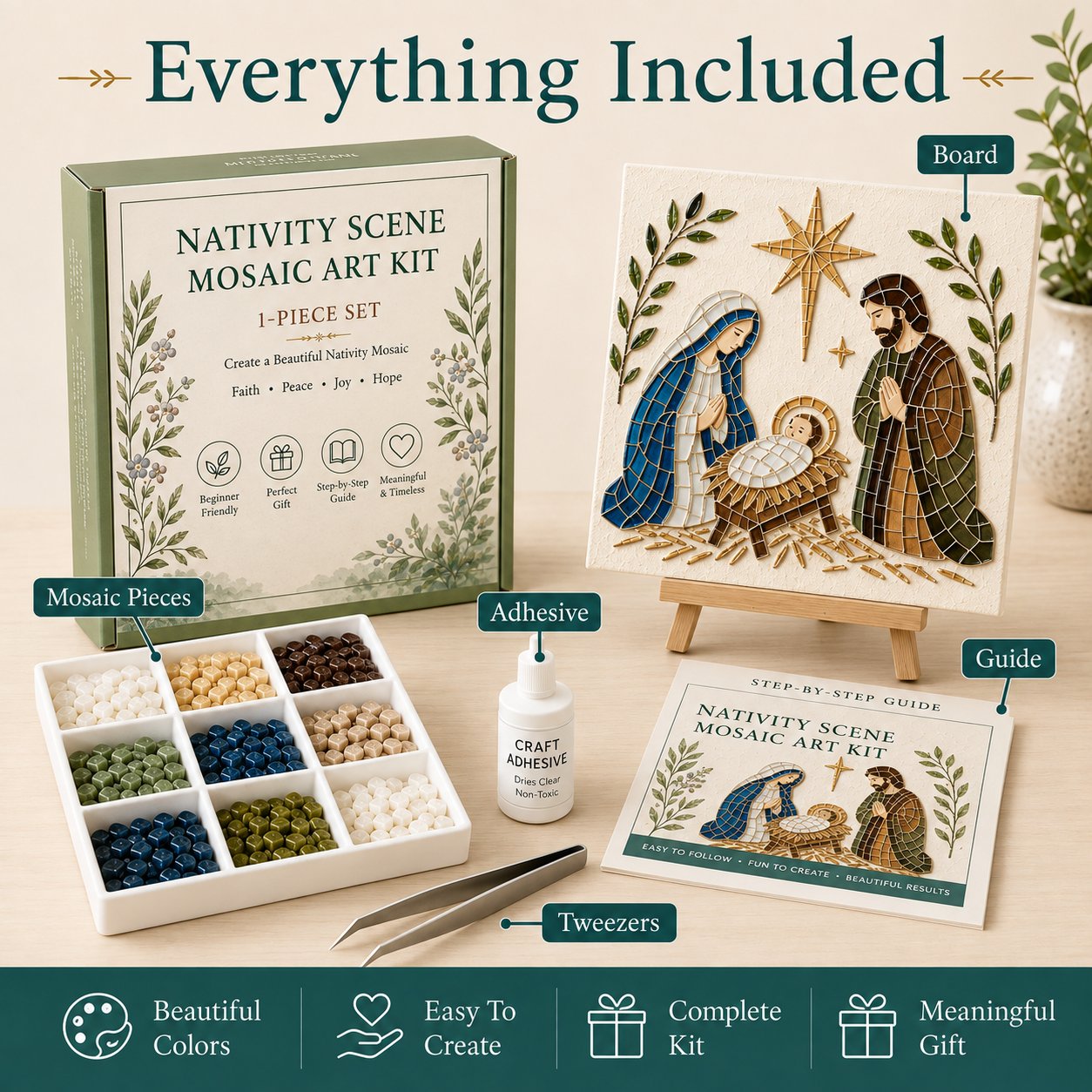 💥 LAST DAY 50% OFF - Nativity Sea Glass Art Kit – Beginner-Friendly ✨