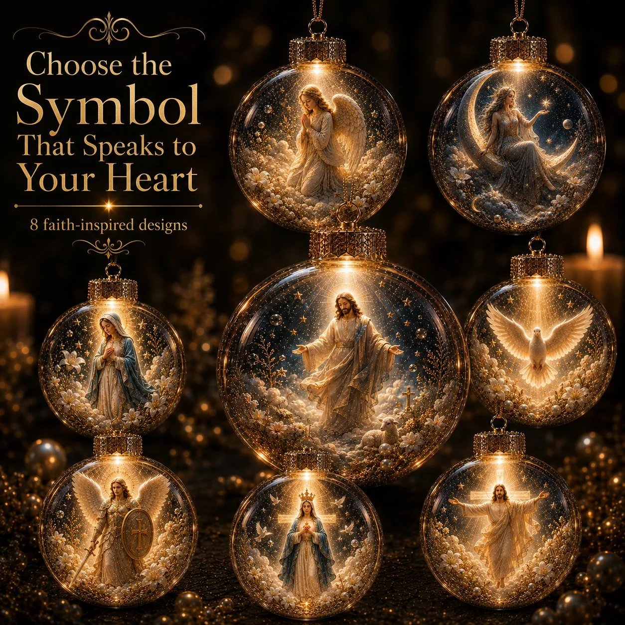 🔥🎁⏳ Last Day 50% OFF – ✝️ Illuminated 3D Christian Faith Ornament Collection | Clear Globe with Sacred Figures, Warm Golden Glow & 8 Meaningful Designs ✨