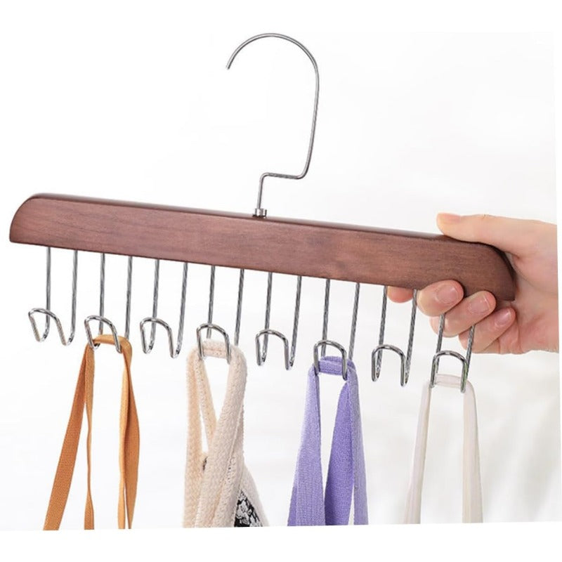 HangTidy Solid Wood & Steel Multi-Hook Closet Hanger