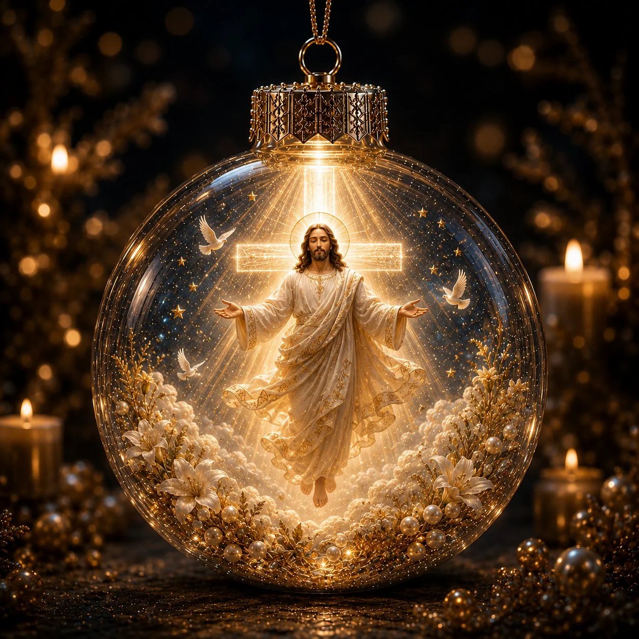 🔥🎁⏳ Last Day 50% OFF – ✝️ Illuminated 3D Christian Faith Ornament Collection | Clear Globe with Sacred Figures, Warm Golden Glow & 8 Meaningful Designs ✨