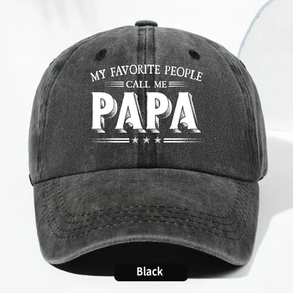 Personalized Washed Denim Baseball Cap with Papa Quote, Custom Kids' Names, Vintage Dad Hat, Unique Gift for Fathers & Grandpas