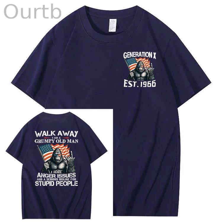 Walk Away I Am A Grumpy Old Man America BigFoot Gen X 100% Cotton T-Shirt