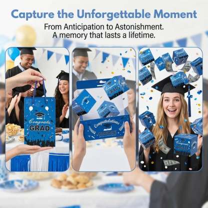 2026 Graduation Explosion Pop Gift Box 🎓- Surprise Bounce Cash Box Grad Party Gift Bag Set