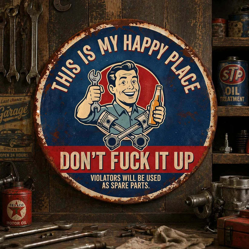 💀🍺"This Is My Happy Place" Funny Man Cave Decor
