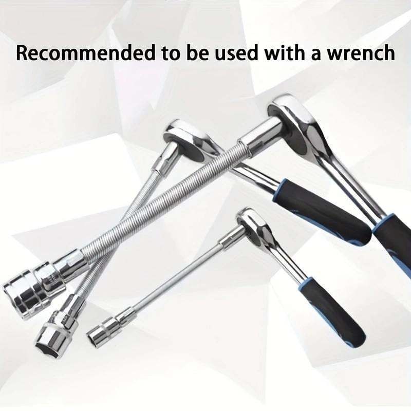 2026 Hot Sale💖Socket Ratchet Wrench Set - 3 Bendable Shafts, Wrench Extender Tool, Connecting Rod