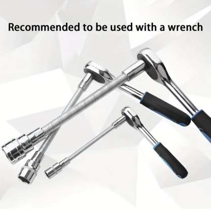 2026 Hot Sale💖Socket Ratchet Wrench Set - 3 Bendable Shafts, Wrench Extender Tool, Connecting Rod