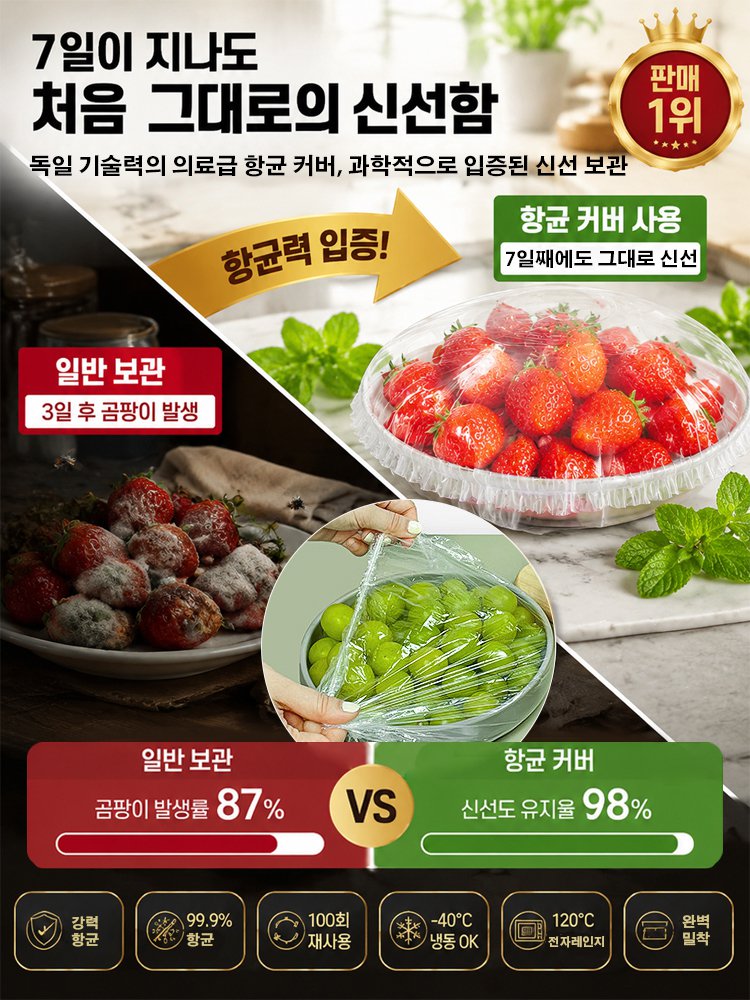 독일 밀리터리·메디컬급 항균 신선 보관 커버