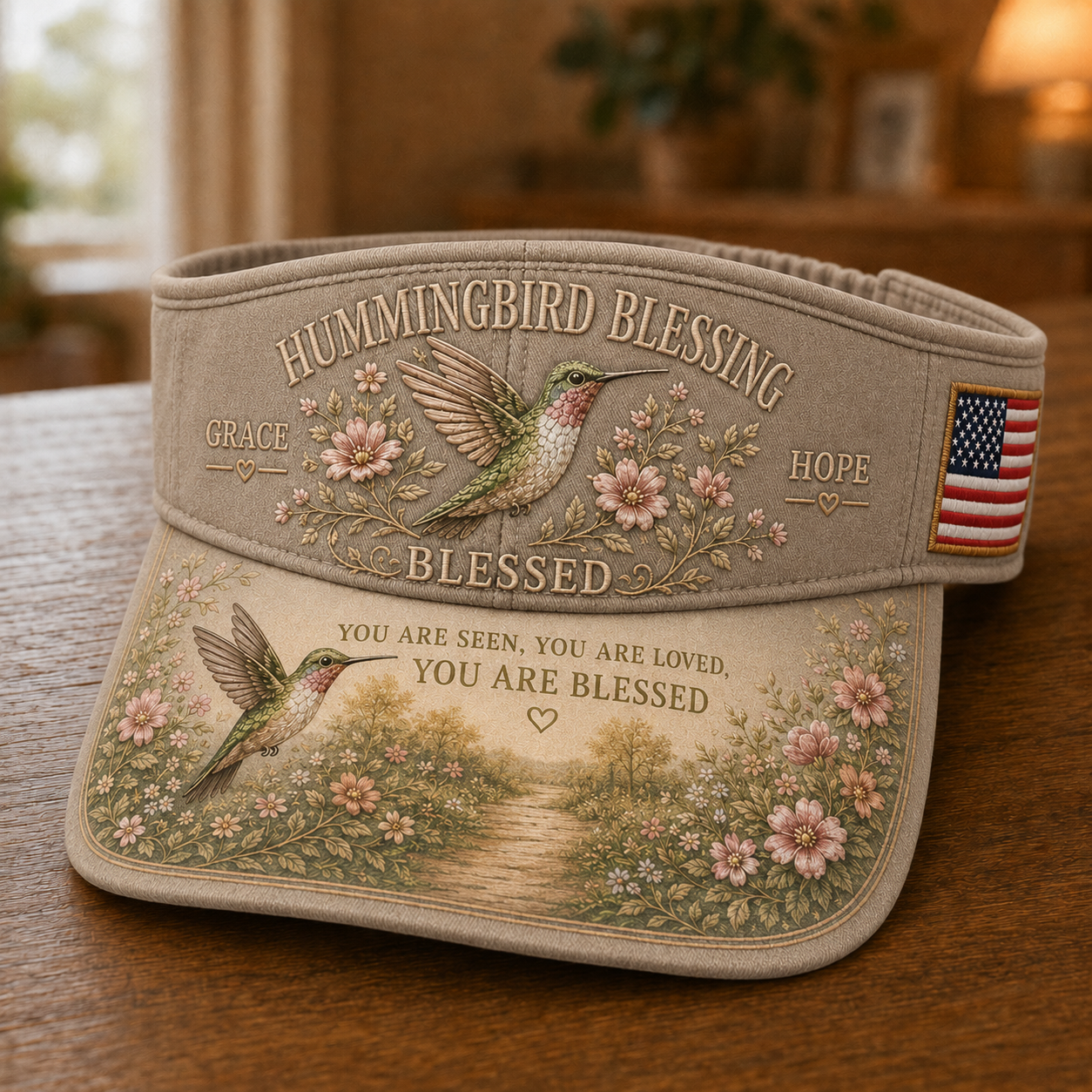 🔥Last Day 50% OFF - 🐦Hummingbird Blessing Faith Garden Sun Visor