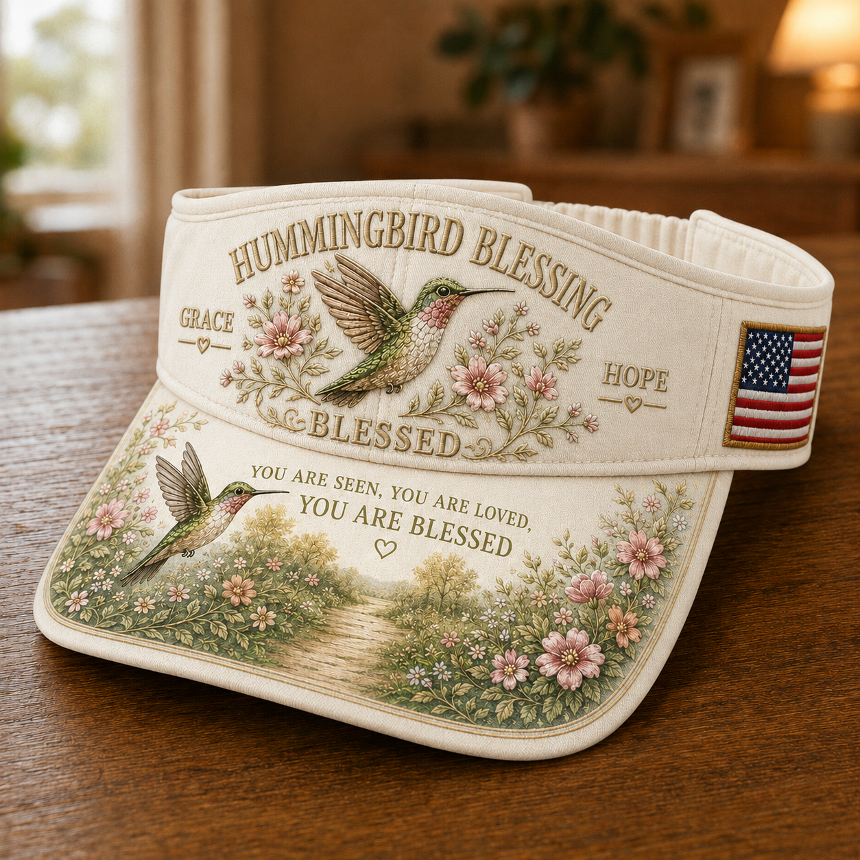 🔥Last Day 50% OFF - 🐦Hummingbird Blessing Faith Garden Sun Visor