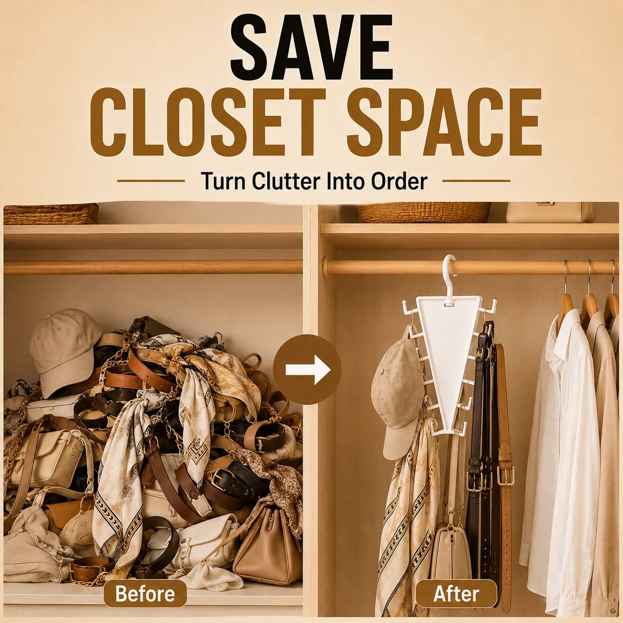 Before and after closet organization