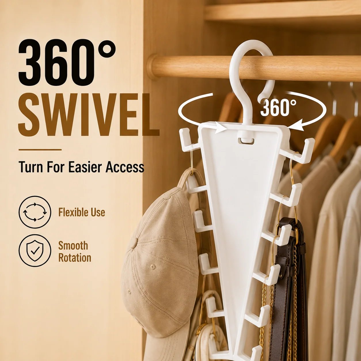 360 degree swivel closet hanger organizer