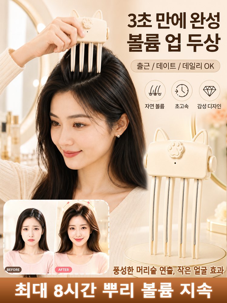 1분 완성 소두 3D 정수리 볼륨 빗고데기