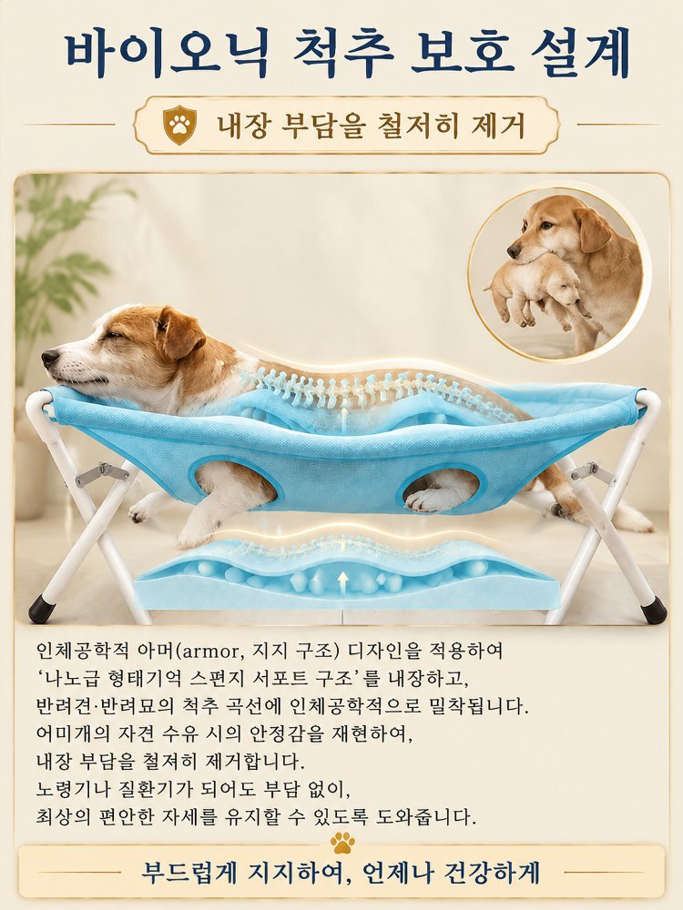 애완동물 목욕용 해먹, 발톱 정리 및 긁힘과 물림 방지를 위한 고정 장치.