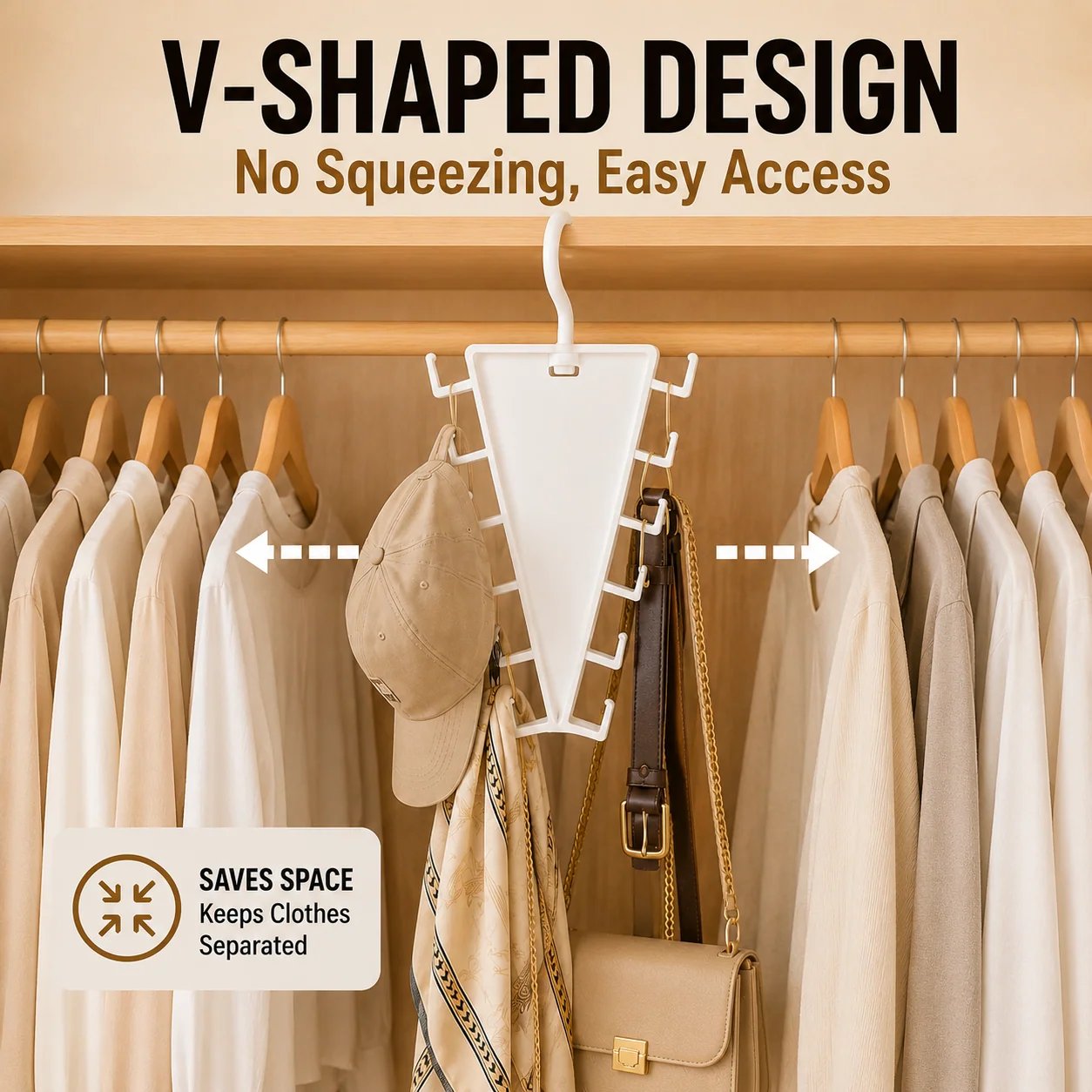 V-shaped closet organizer saves space