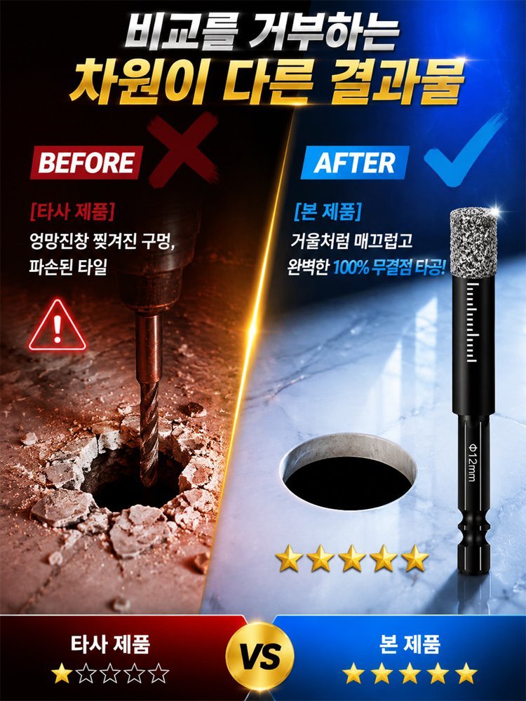 콘크리트 타일도 쉽게 뚫는 초강력 만능 육각 드릴비트