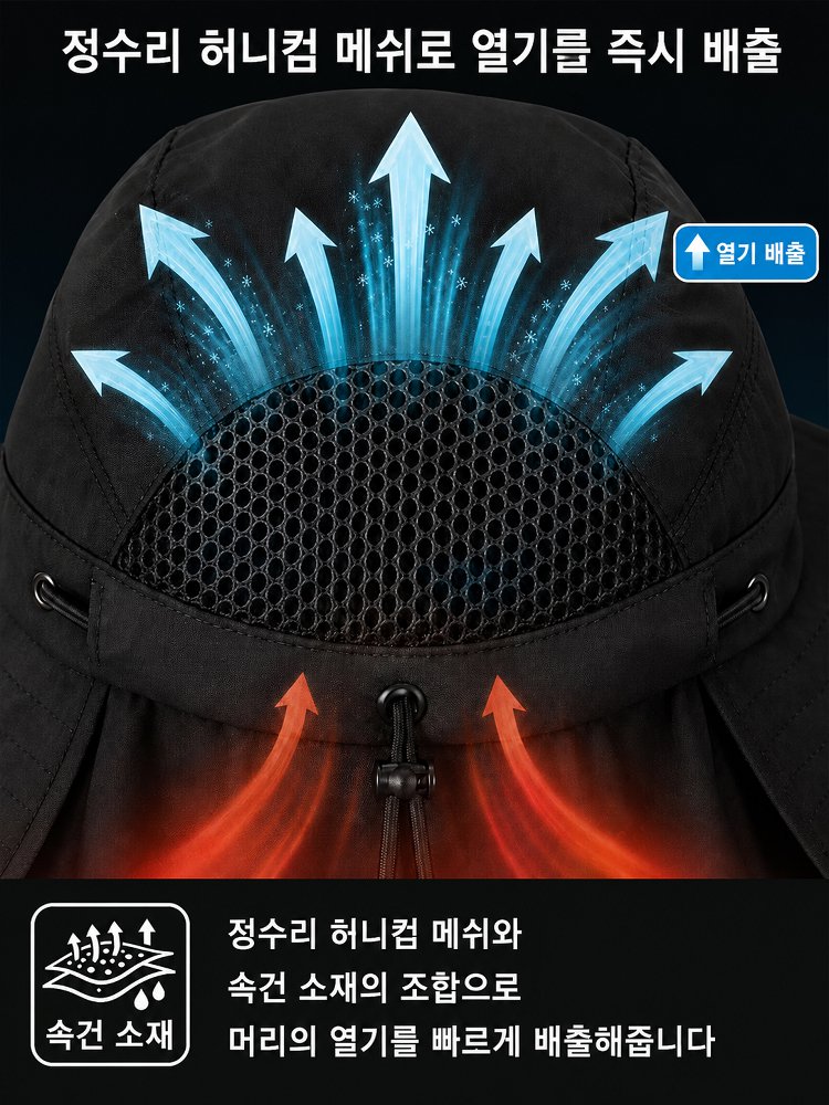 자외선차단 넥가드 선풍기모자 태양광 팬햇