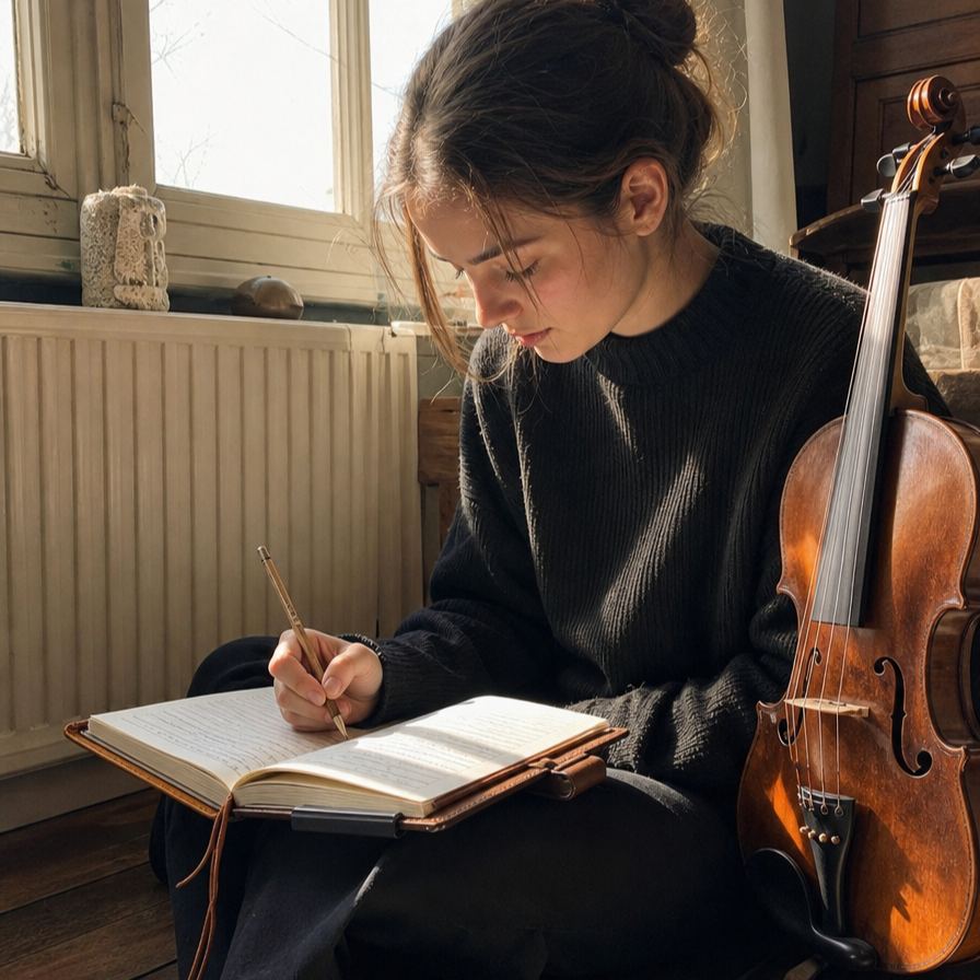 🔥HOT SALE - Vintage Violin Leather Notebook