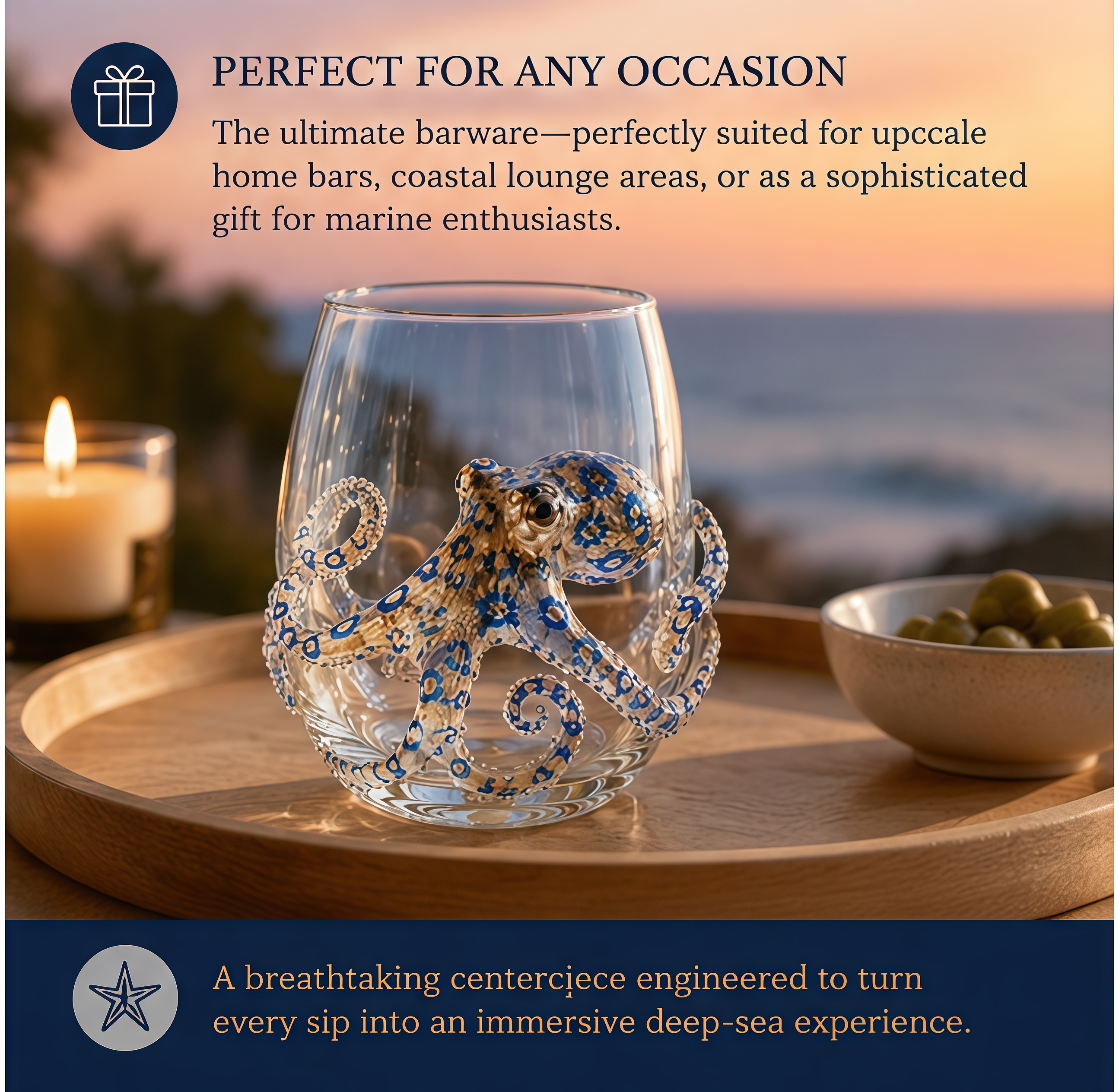 🔥Summer Sale 50% OFF🔥 - Artisanal Blue Ringed Octopus Glassware