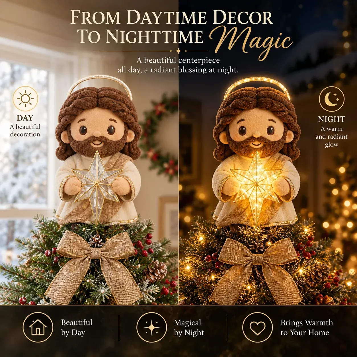 ⏳ Last Day 50% OFF – ✝️ Christian Christmas Tree Topper | Cute Jesus Blessing & Mary Grace Designs for Faith-Filled Trees, Family Traditions & Meaningful Holiday Décor 🎄