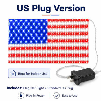 Solar-Powered National Flag Net Lights - Commemorative and Fun Outdoor Decorations