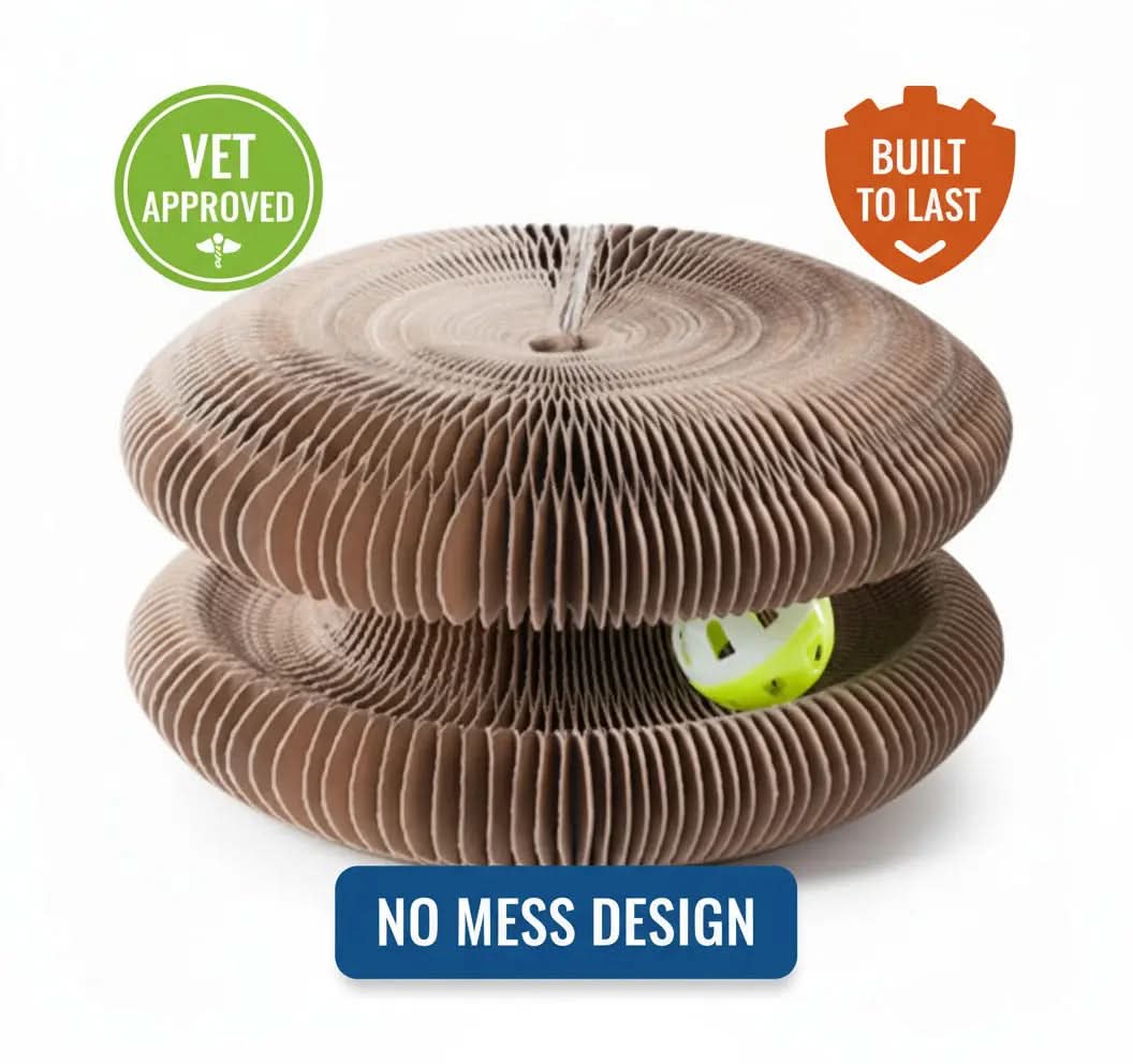 Accordion cat scratcher toy with bells