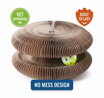 Accordion cat scratcher toy with bells