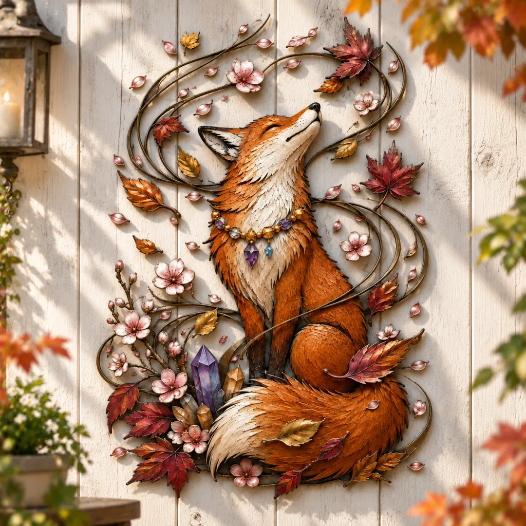Autumn Cat Metal Wall Decor