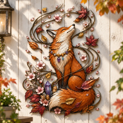 Autumn Cat Metal Wall Decor