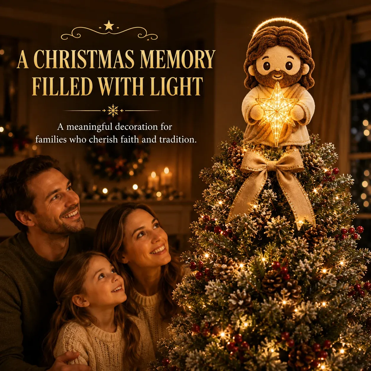 ⏳ Last Day 50% OFF – ✝️ Christian Christmas Tree Topper | Cute Jesus Blessing & Mary Grace Designs for Faith-Filled Trees, Family Traditions & Meaningful Holiday Décor 🎄