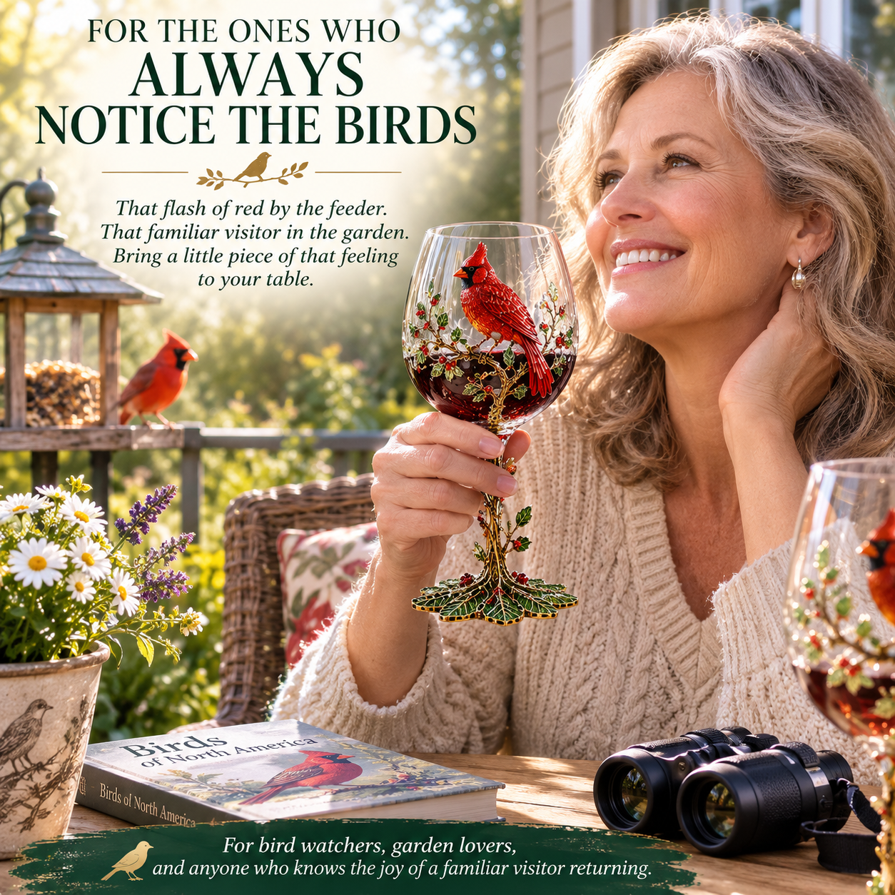 Bird wine glass collection detail