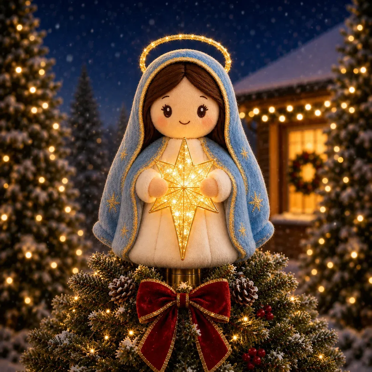⏳ Last Day 50% OFF – ✝️ Christian Christmas Tree Topper | Cute Jesus Blessing & Mary Grace Designs for Faith-Filled Trees, Family Traditions & Meaningful Holiday Décor 🎄