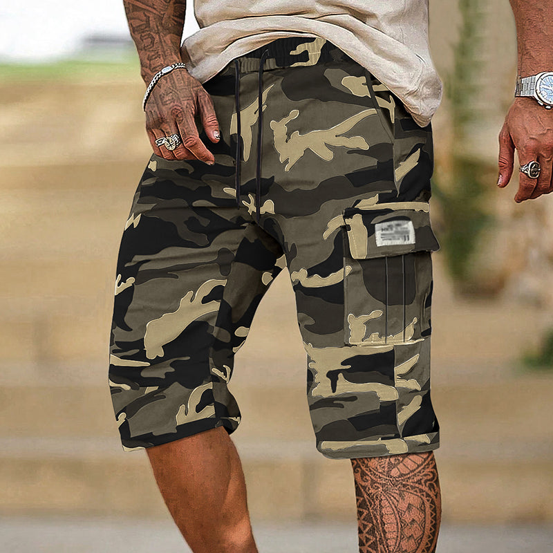 Men’s Vintage Camo Cargo Shorts | Rugged Streetwear Multi-Pocket Casual Shorts