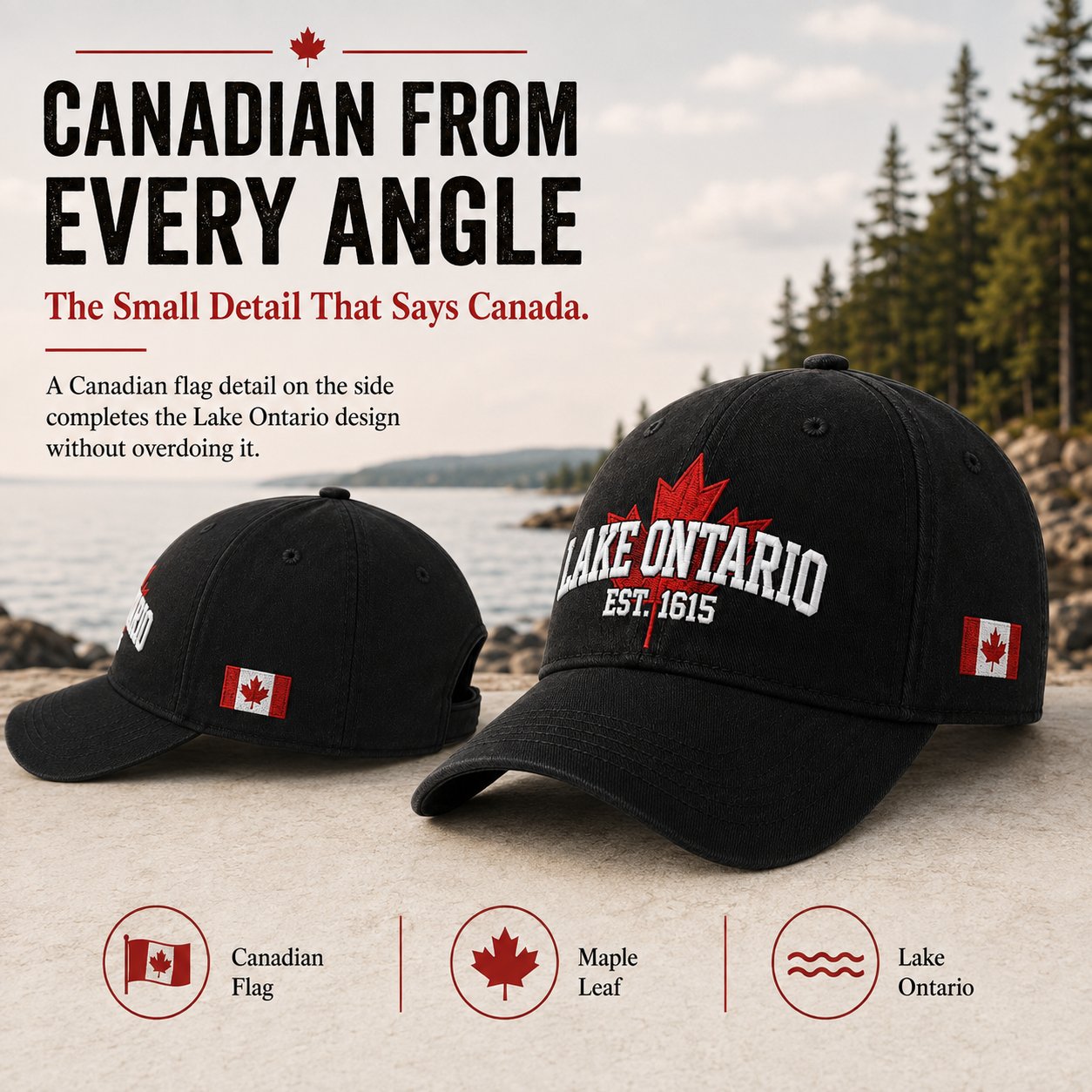 🔥LAST DAY 60% OFF -- 🍁Lake Ontario Forever – Heritage Embroidered Cap (🧢100% Cotton)