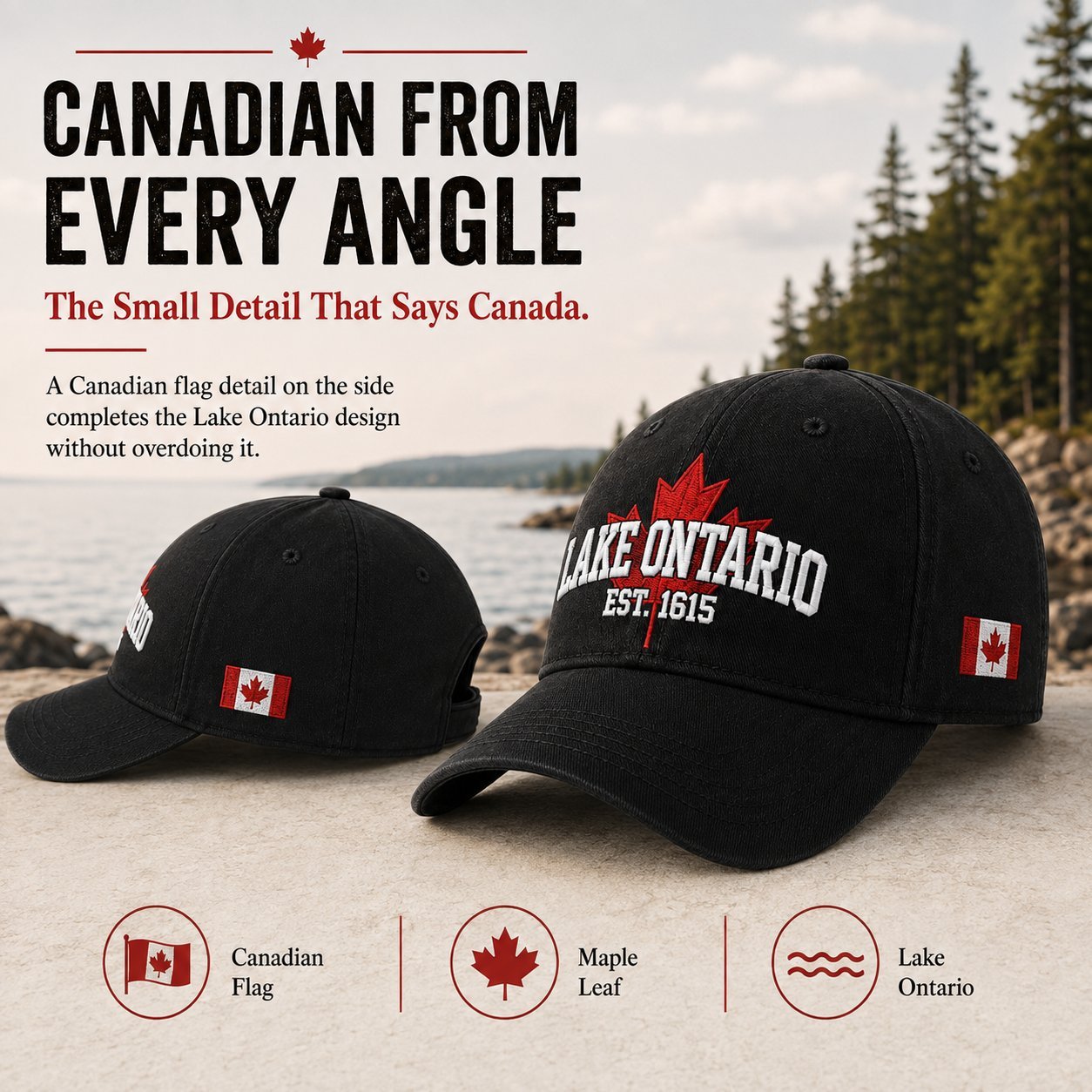 🔥LAST DAY 60% OFF -- 🍁Lake Ontario Forever – Heritage Embroidered Cap (🧢100% Cotton)