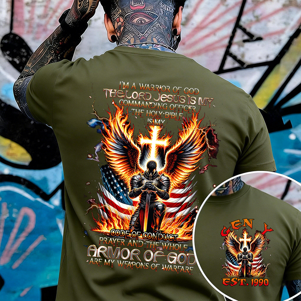 I'm A Warrior Of God The Lord Jesus Is My Commanding Officer The Holy Bible Custom Year Tshirt, Custom Year Gen X ,Boomer, Gen Y Tshirt
