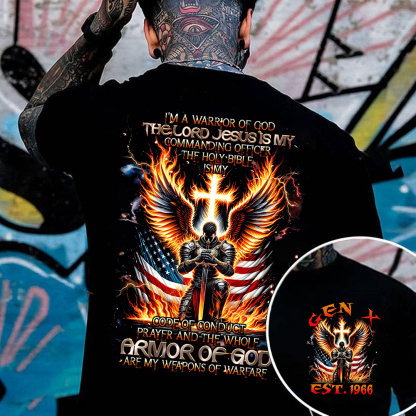 I'm A Warrior Of God The Lord Jesus Is My Commanding Officer The Holy Bible Custom Year Tshirt, Custom Year Gen X ,Boomer, Gen Y Tshirt